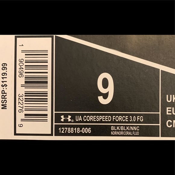 Under Armor Sport Cleats Corespeed Force. Unisex 9 - Picture 4 of 4